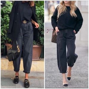 NWT Zara Blogger Favorite Slouchy High Waisted Jeans Black Size 4